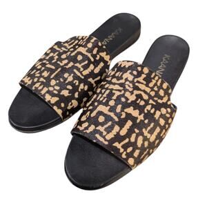 KAANAS Leticia Pony Slide Leather Calfskin Open Toe Sandal Size 9